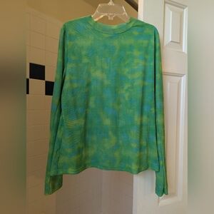 NWOT Green Yellow Tie Dye Double Mesh Long sleeve Shirt Top Size L, XL